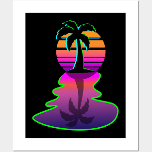 Synthwave 80s Cool Aesthetic Palm Tree  Retro Inspired Sun Posters and Art